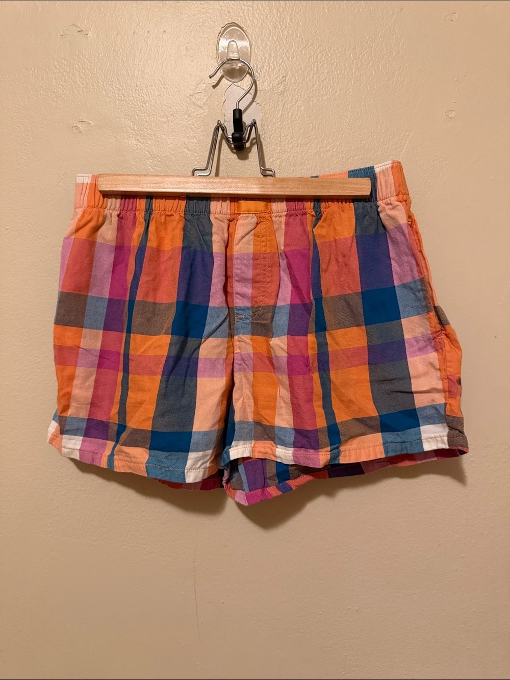 Vibrant Plaid Cotton Shorts with Elastic Waist